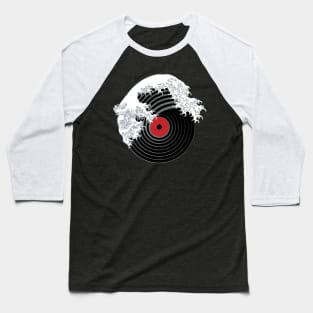 Dramabite The Great Wave of Music DJ Vinyl Record Turntable Baseball T-Shirt